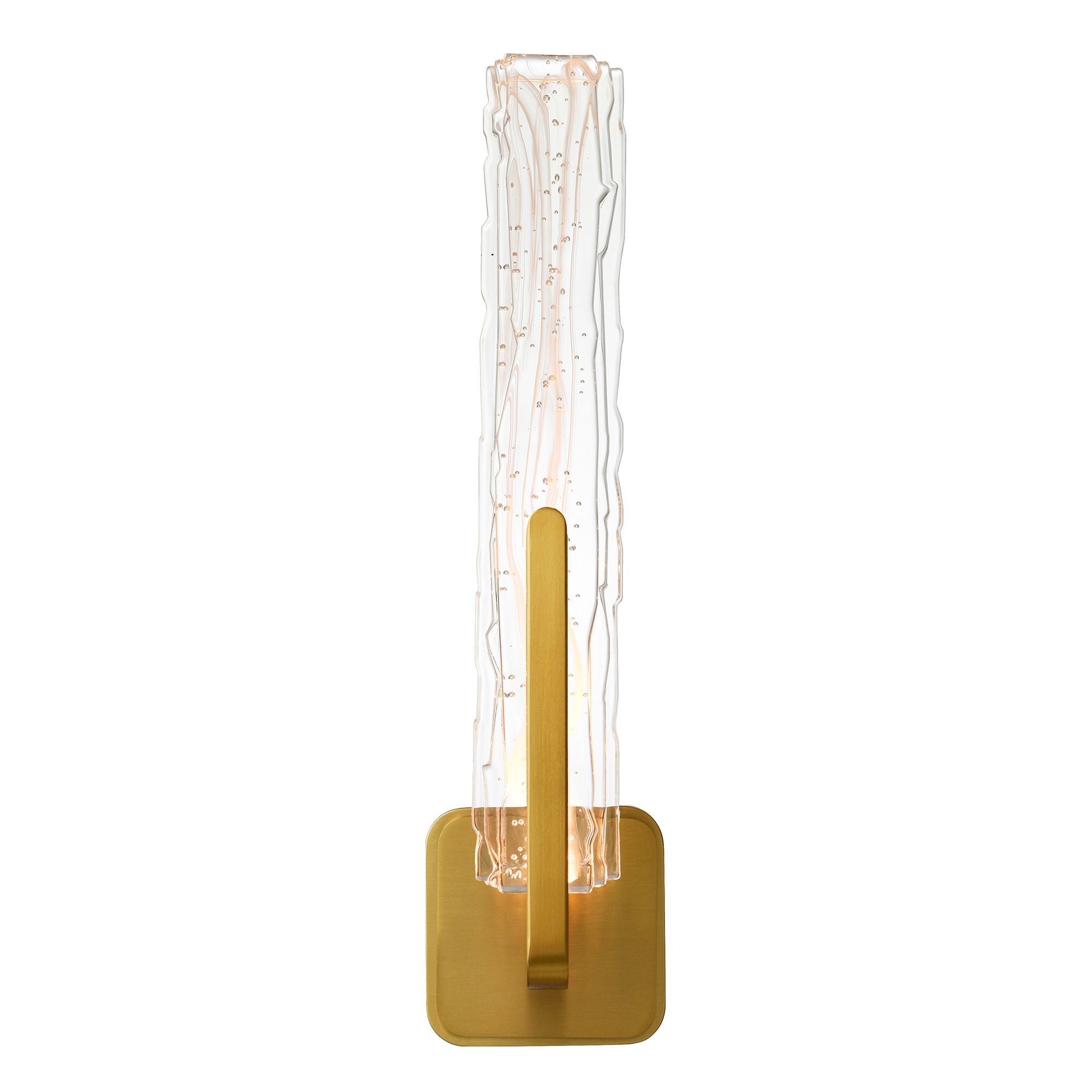 Thumbnail2 of Curva Integrated LED 19in Brass Wall Light with Handcrafted Glass more views