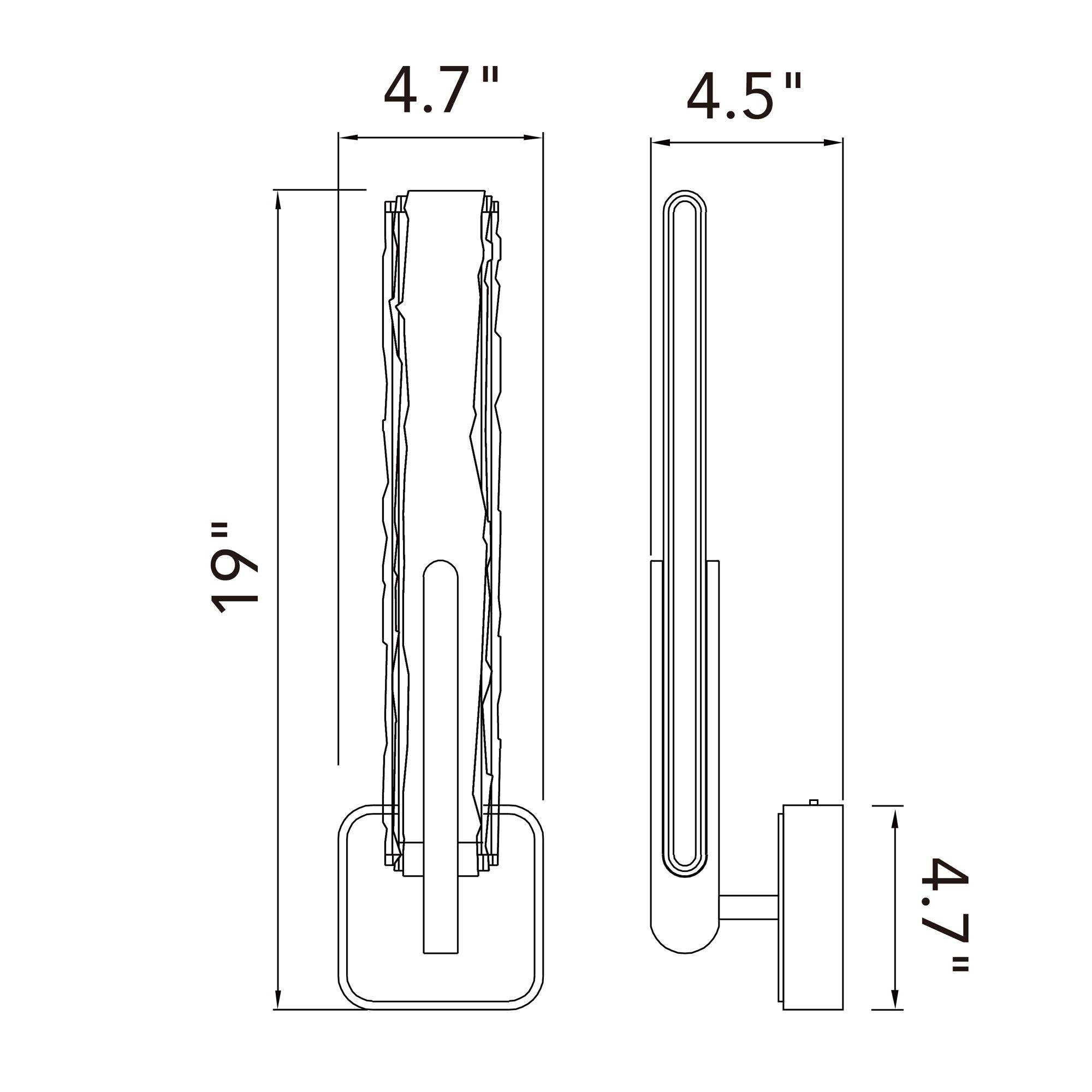 Curva Integrated LED 19in Brass Wall Light with Handcrafted Glass