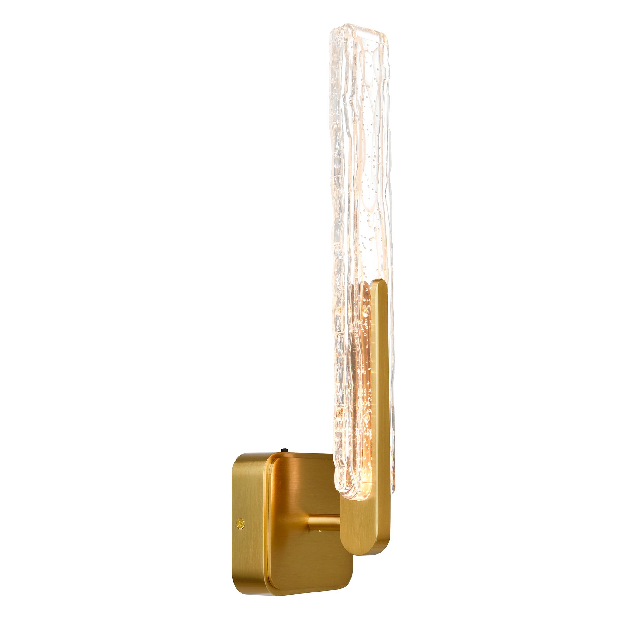 Thumbnail3 of Curva Integrated LED 19in Brass Wall Light with Handcrafted Glass more views