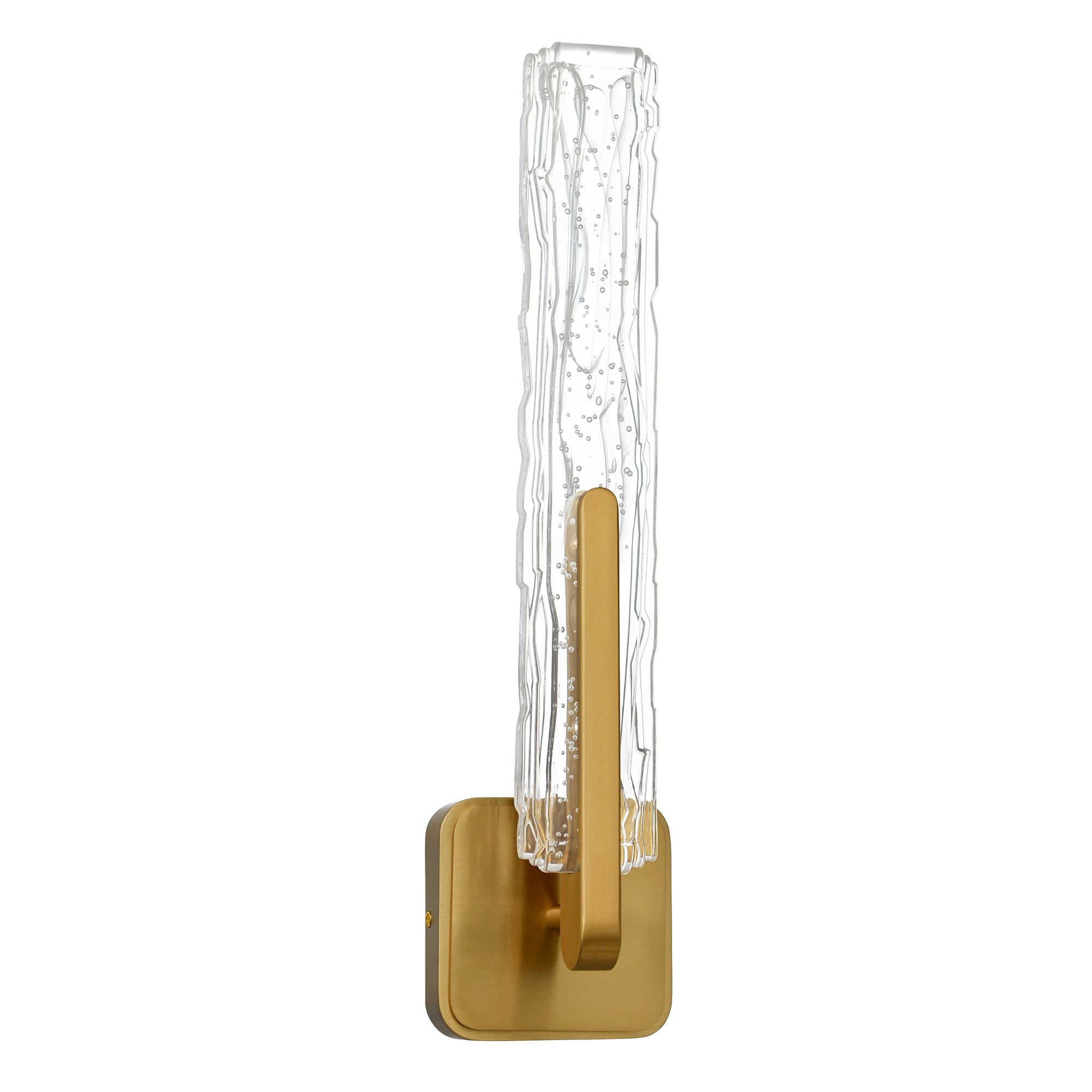 Curva Integrated LED 19in Brass Wall Light with Handcrafted Glass