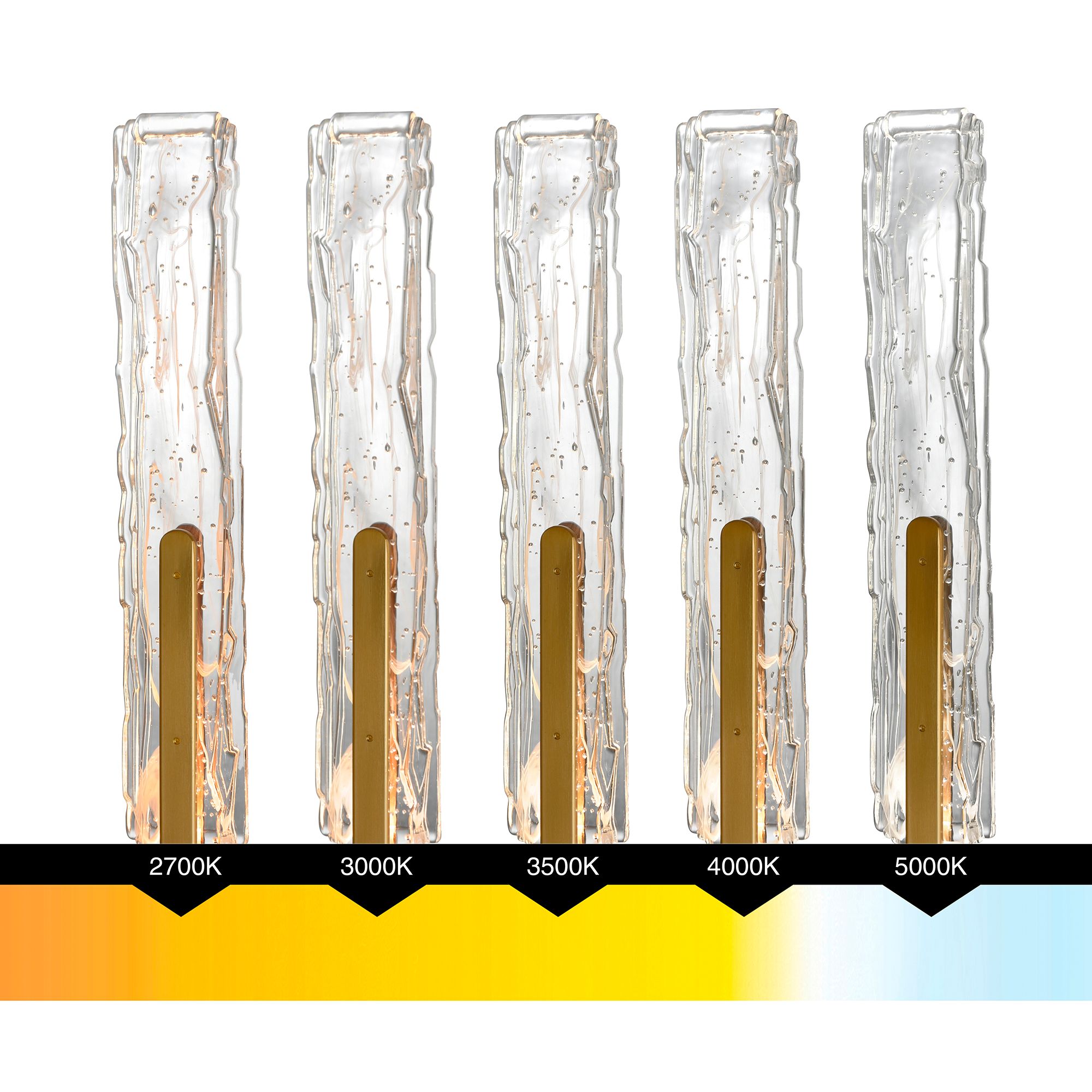 Curva Integrated LED 19in Brass Wall Light with Handcrafted Glass