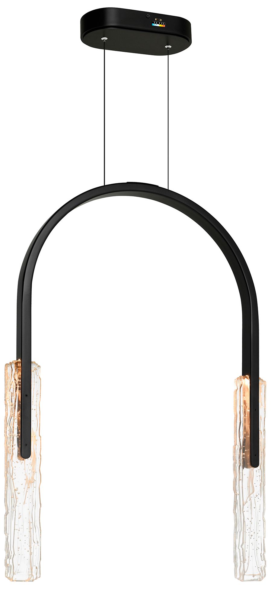 Curva Integrated LED 22in Black Chandelier with Handcrafted Glass