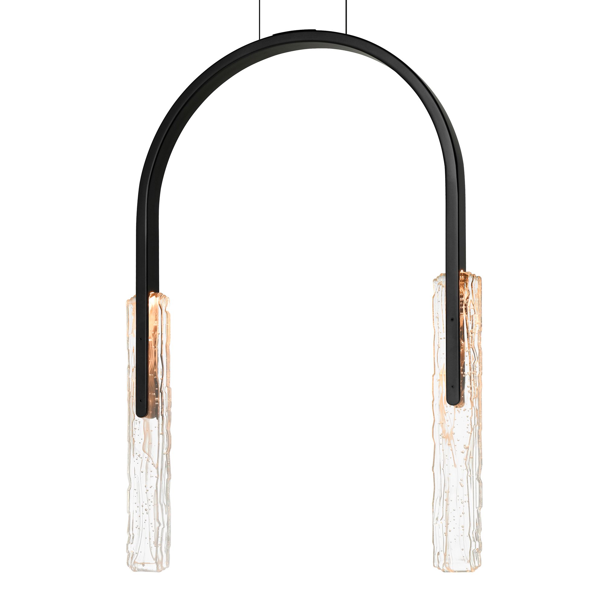 Image 2 Curva Integrated LED 22in Black Chandelier with Handcrafted Glass more views