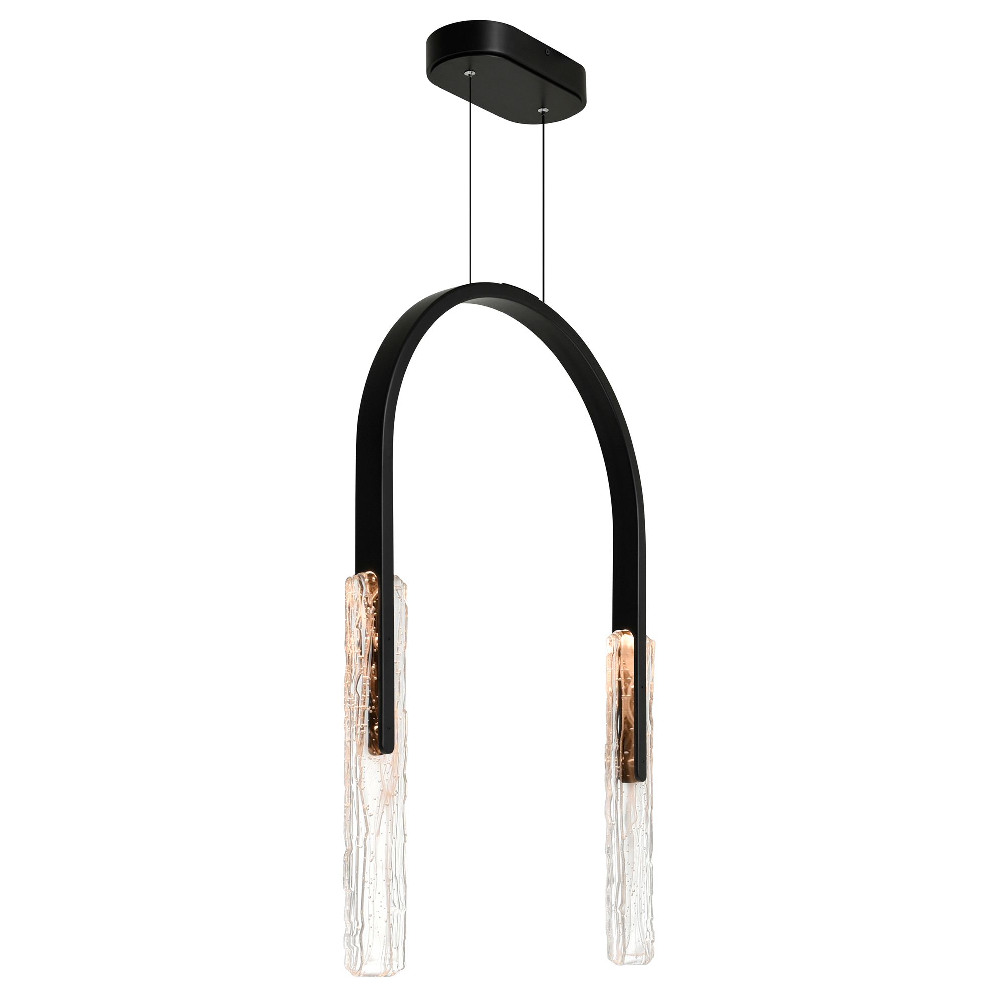 Image 3 Curva Integrated LED 22in Black Chandelier with Handcrafted Glass more views