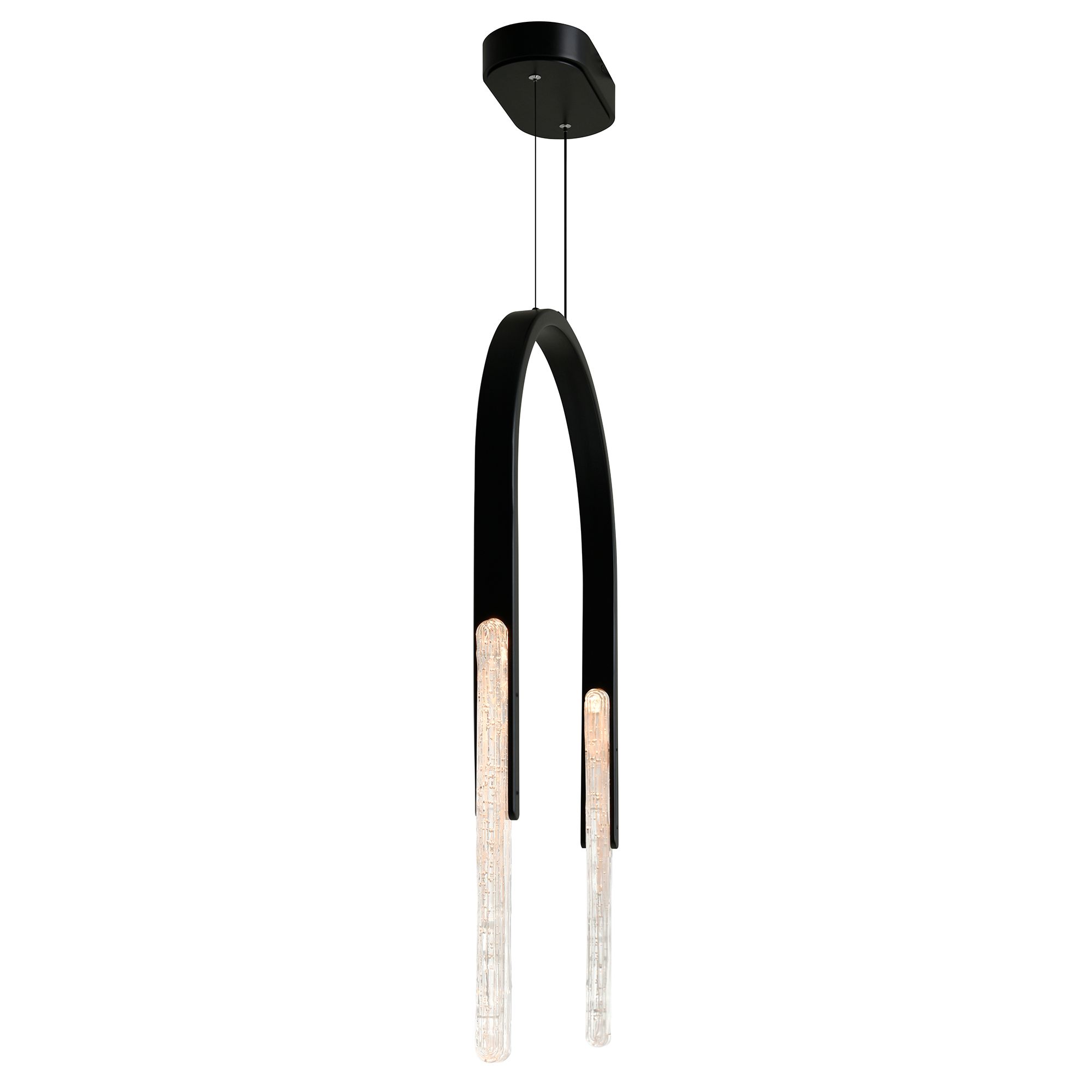 Image 4 Curva Integrated LED 22in Black Chandelier with Handcrafted Glass more views