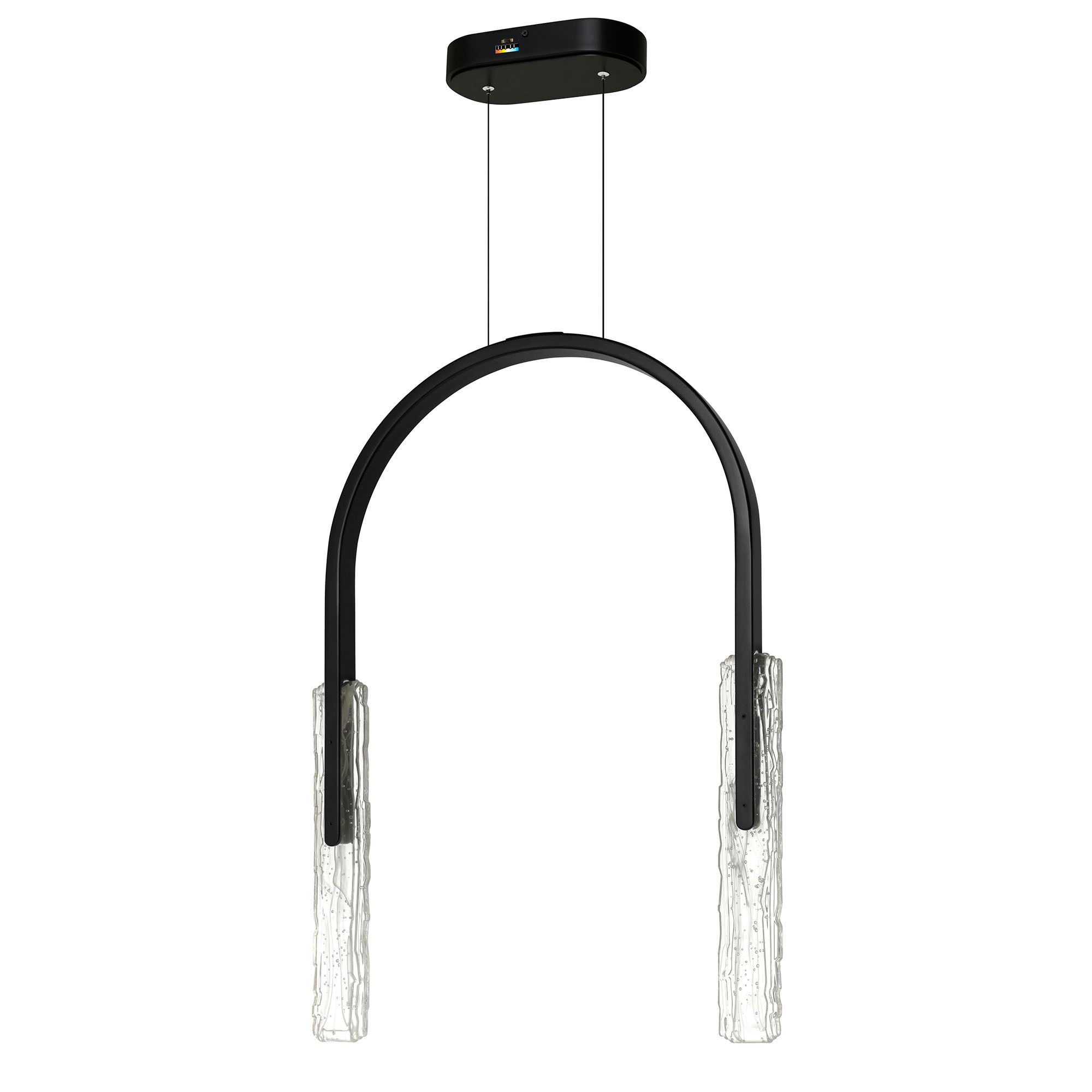 Image 5 Curva Integrated LED 22in Black Chandelier with Handcrafted Glass more views