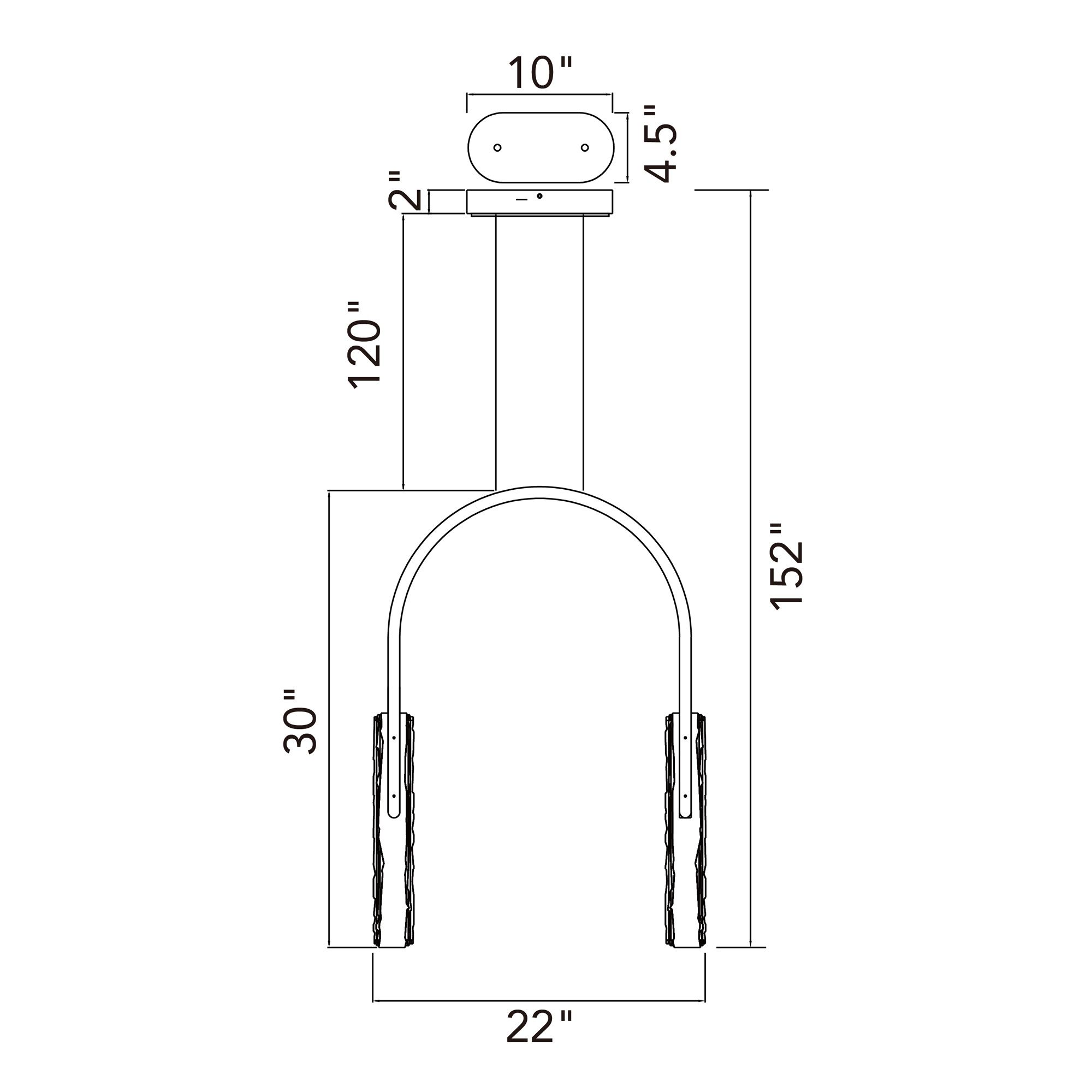 Curva Integrated LED 22in Black Chandelier with Handcrafted Glass