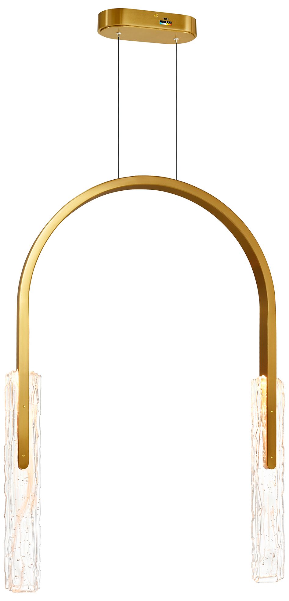 Curva Integrated LED 22in Brass Chandelier with Handcrafted Glass