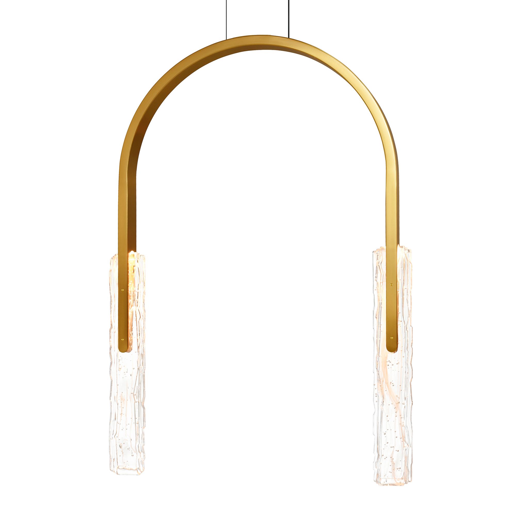 Image 2 Curva Integrated LED 22in Brass Chandelier with Handcrafted Glass more views