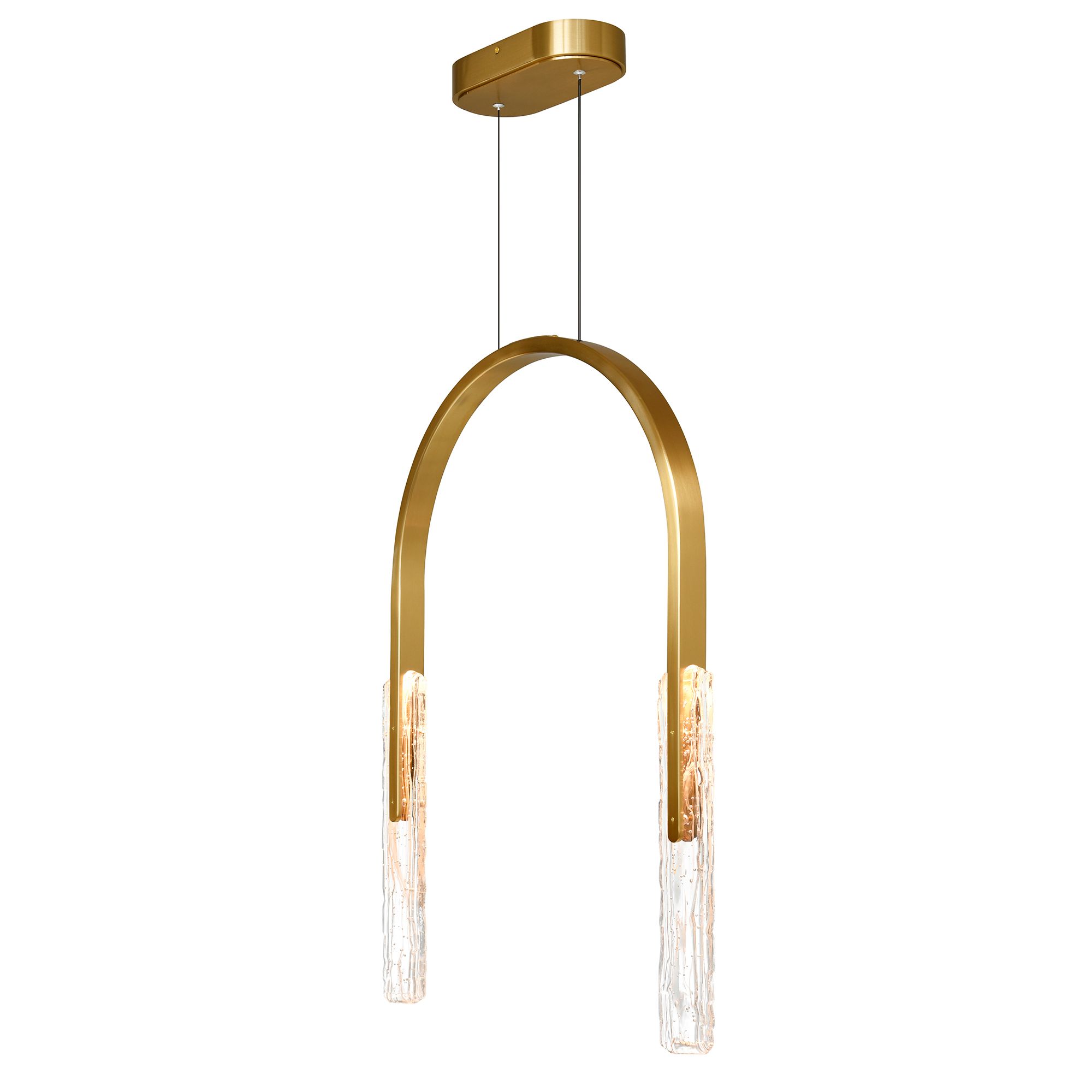 Image 3 Curva Integrated LED 22in Brass Chandelier with Handcrafted Glass more views