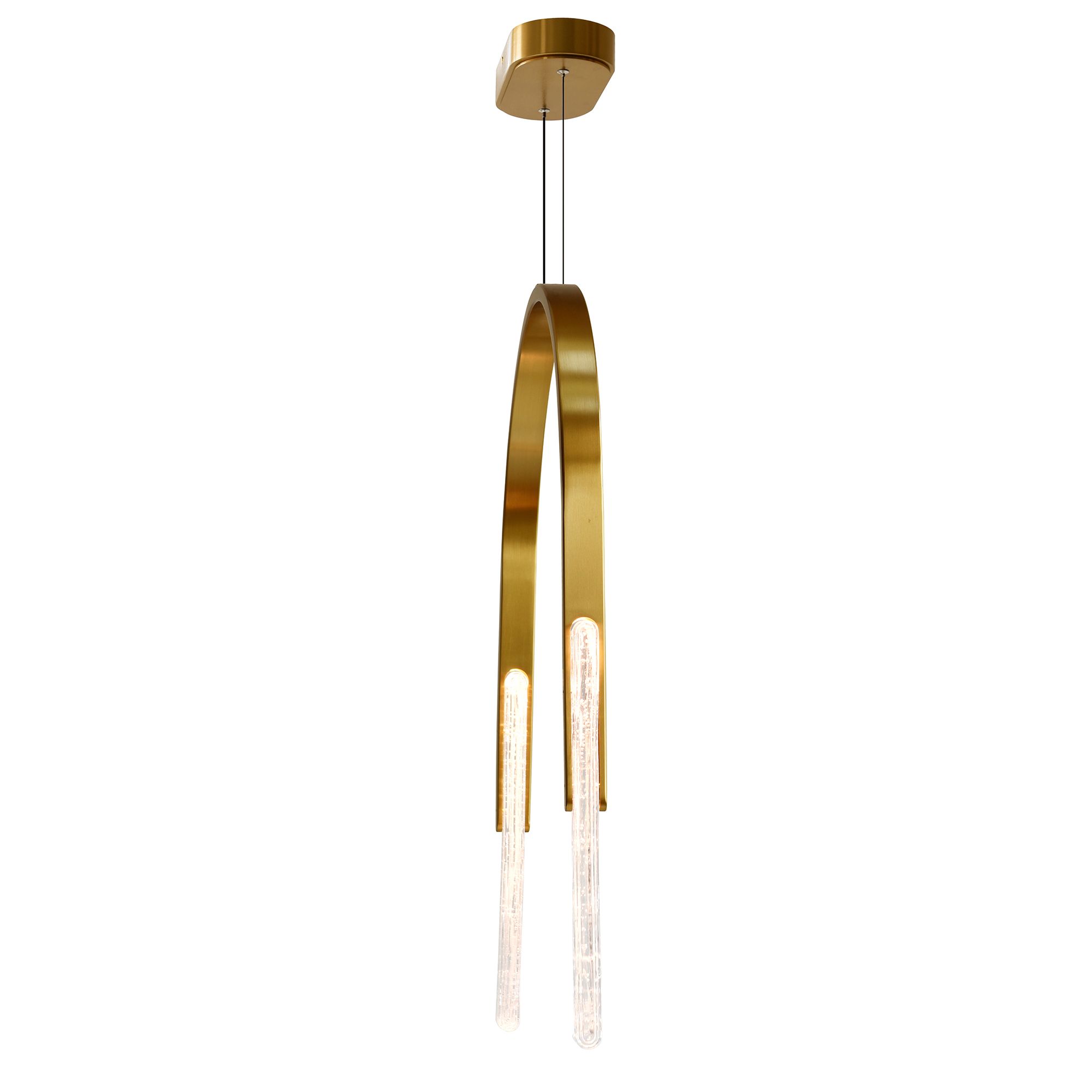 Image 4 Curva Integrated LED 22in Brass Chandelier with Handcrafted Glass more views
