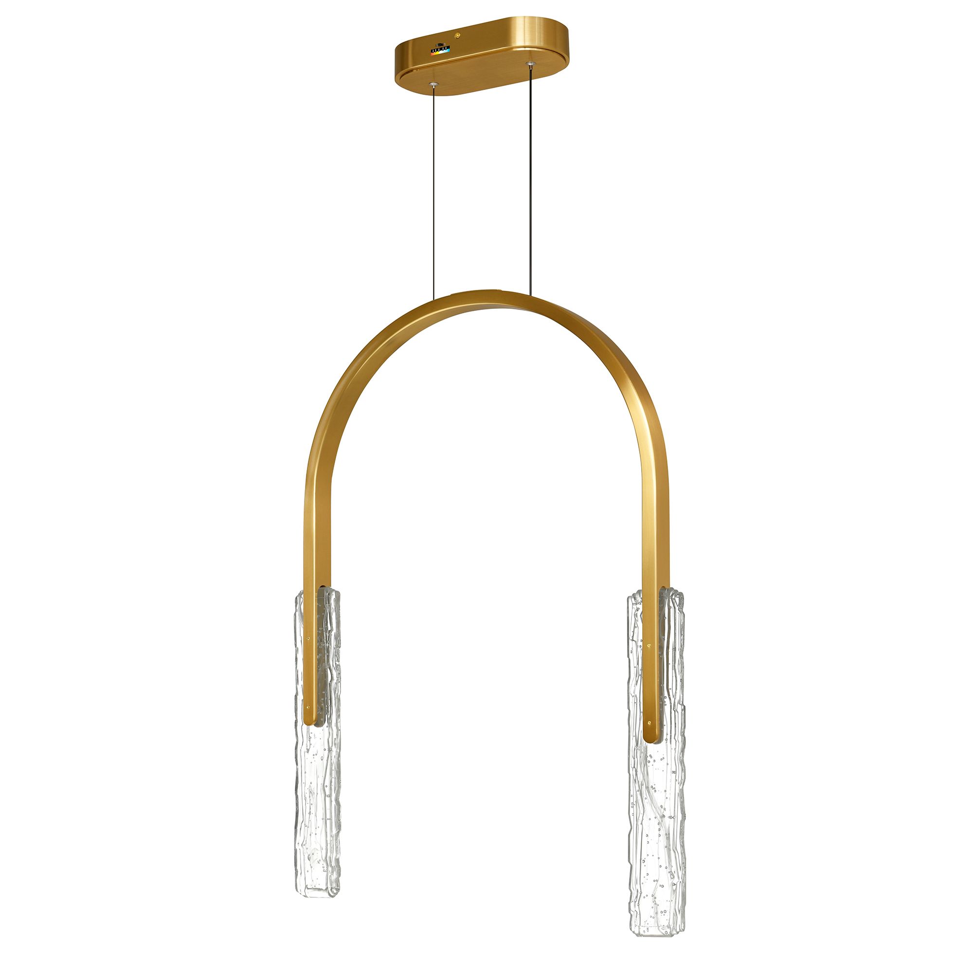 Image 5 Curva Integrated LED 22in Brass Chandelier with Handcrafted Glass more views