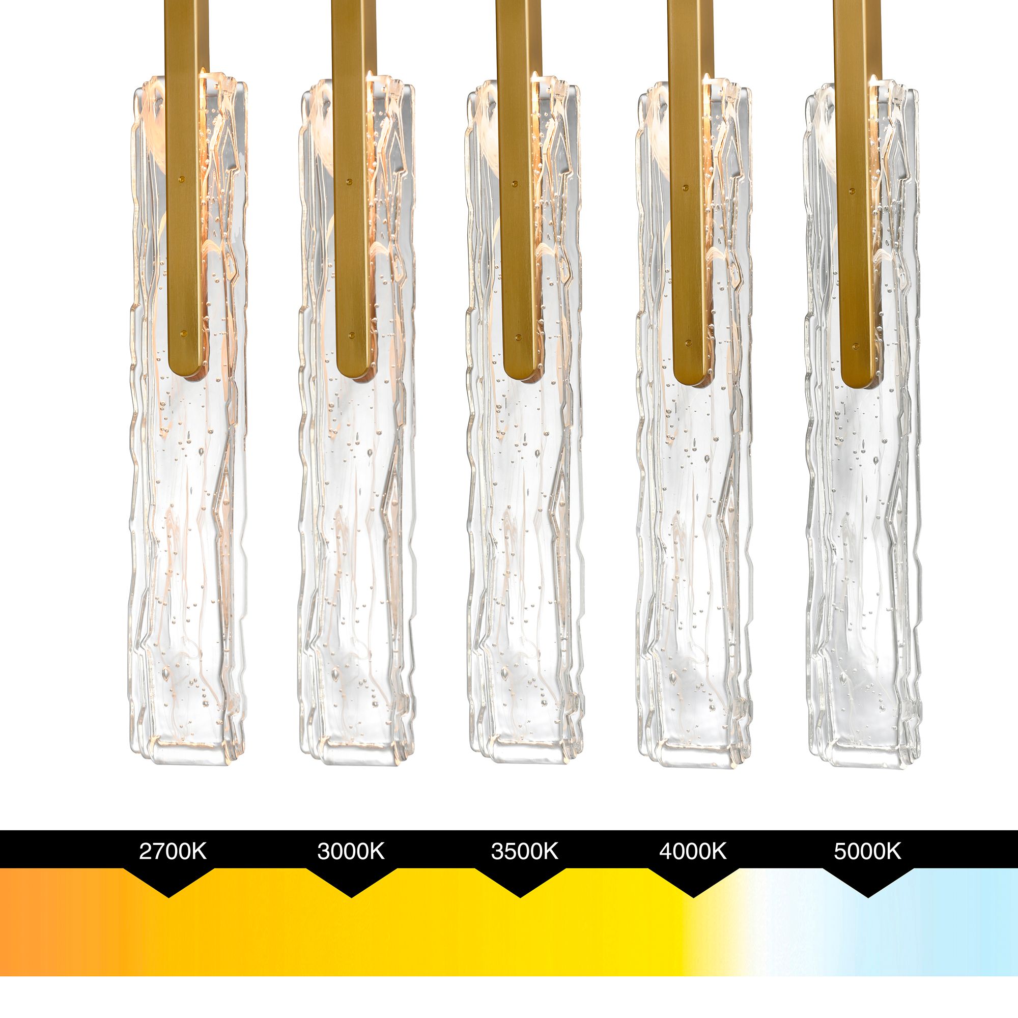 Curva Integrated LED 22in Brass Chandelier with Handcrafted Glass