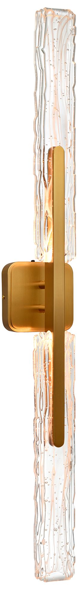 Curva Integrated LED 36in Brass Vanity Light with Handcrafted Glass