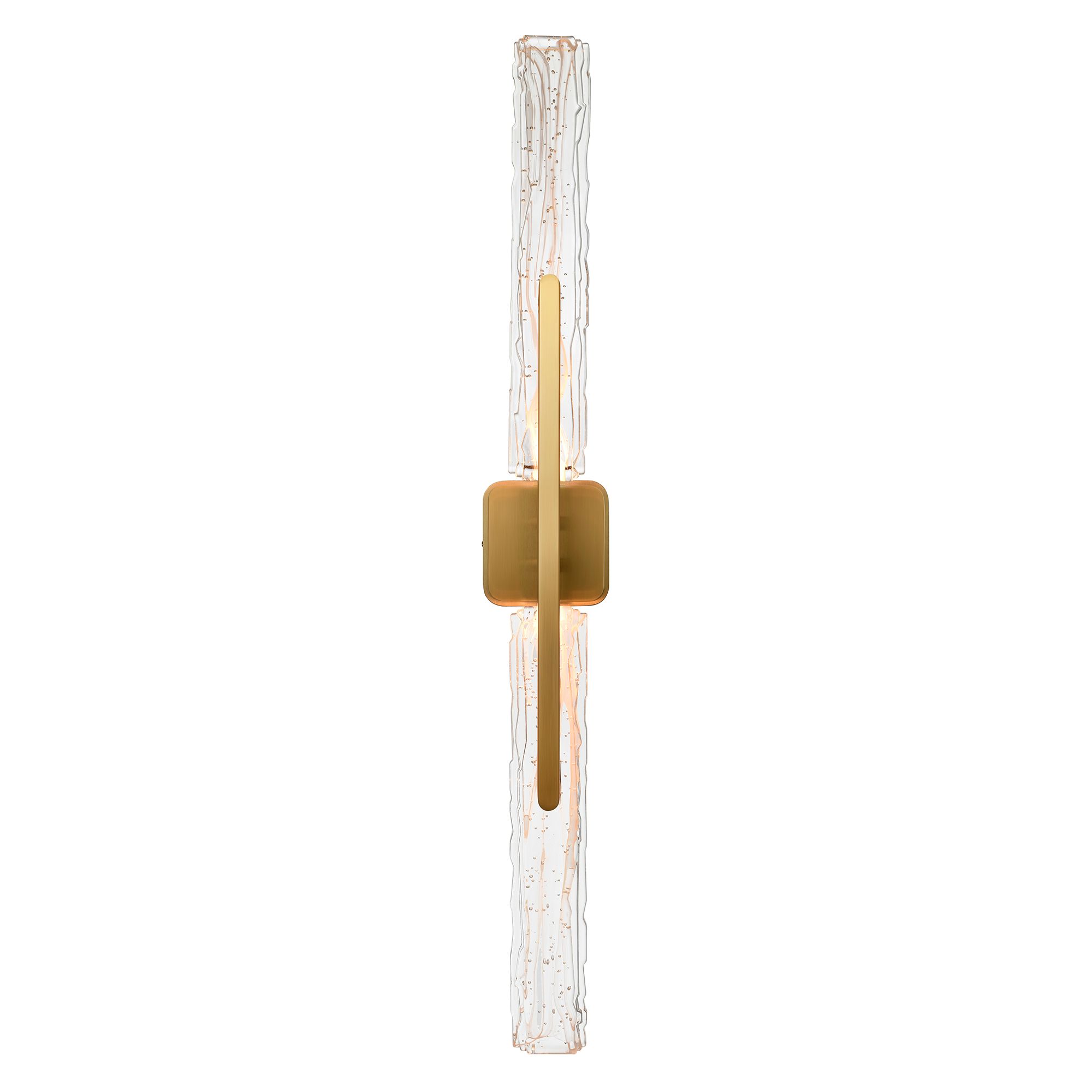 Image 2 Curva Integrated LED 36in Brass Vanity Light with Handcrafted Glass more views