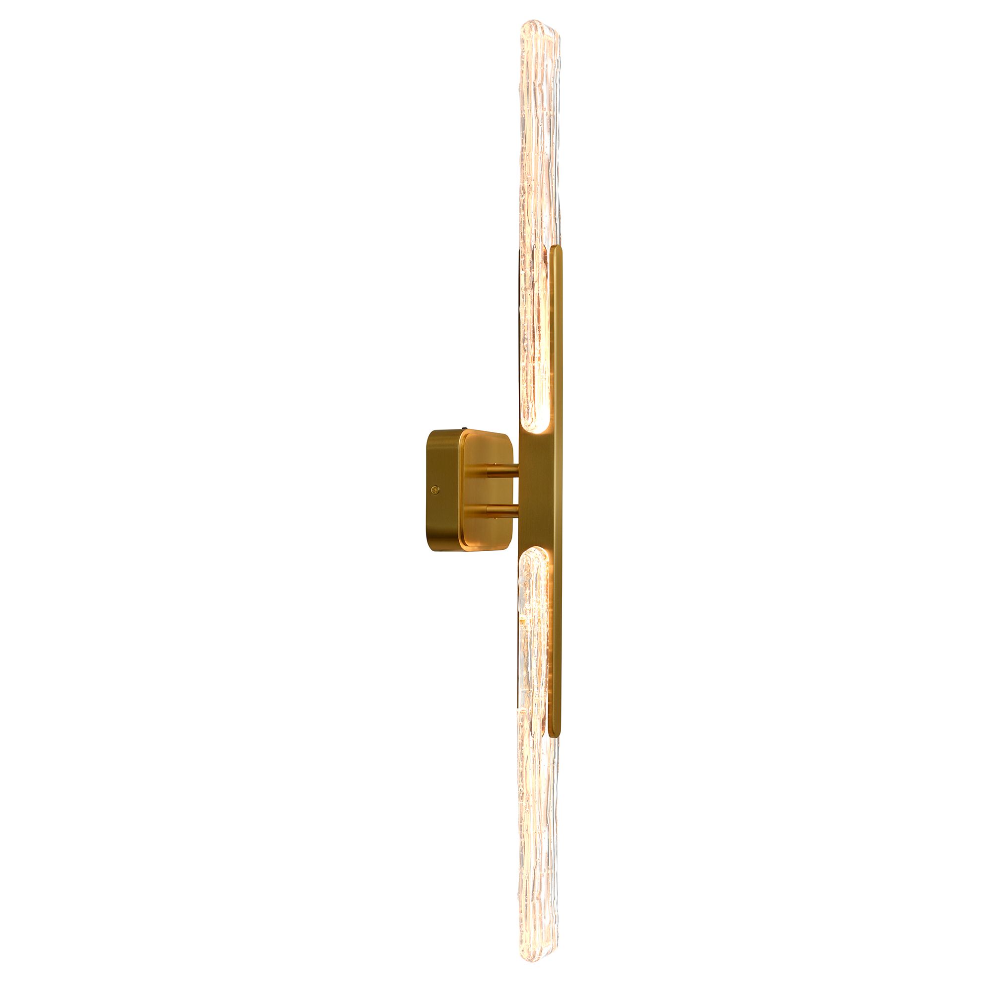 Image 3 Curva Integrated LED 36in Brass Vanity Light with Handcrafted Glass more views