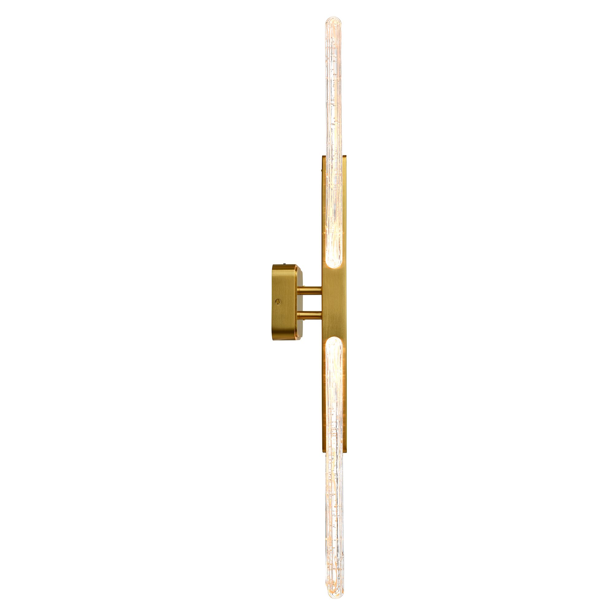 Image 4 Curva Integrated LED 36in Brass Vanity Light with Handcrafted Glass more views