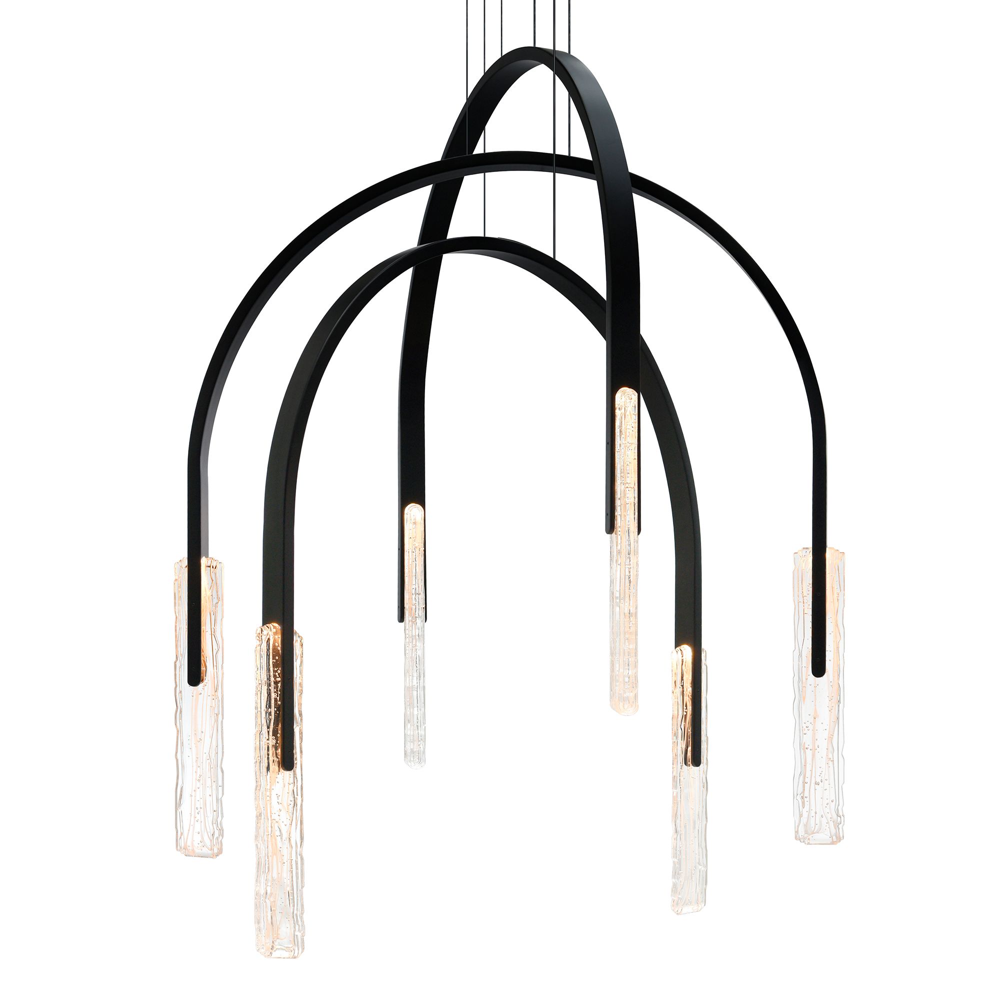 Image 2 Curva Integrated LED 38in Black Chandelier with Handcrafted Glass more views