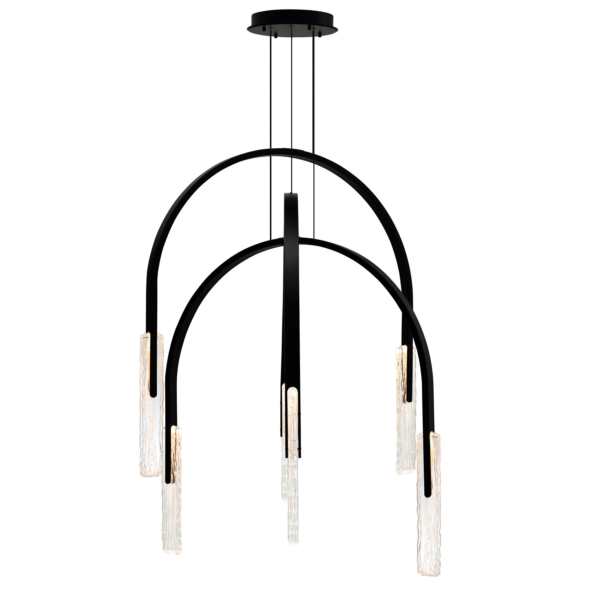 Image 3 Curva Integrated LED 38in Black Chandelier with Handcrafted Glass more views