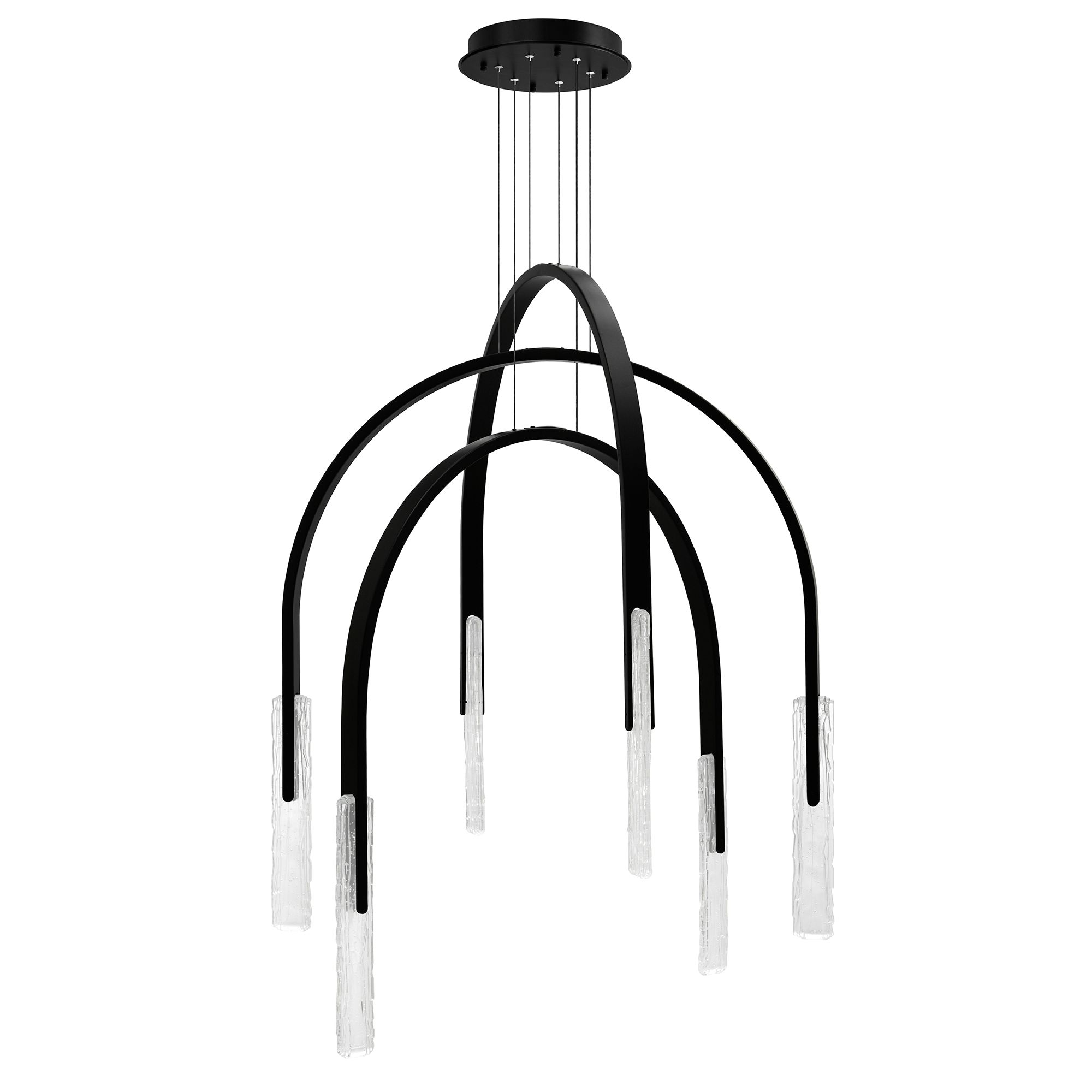 Image 4 Curva Integrated LED 38in Black Chandelier with Handcrafted Glass more views
