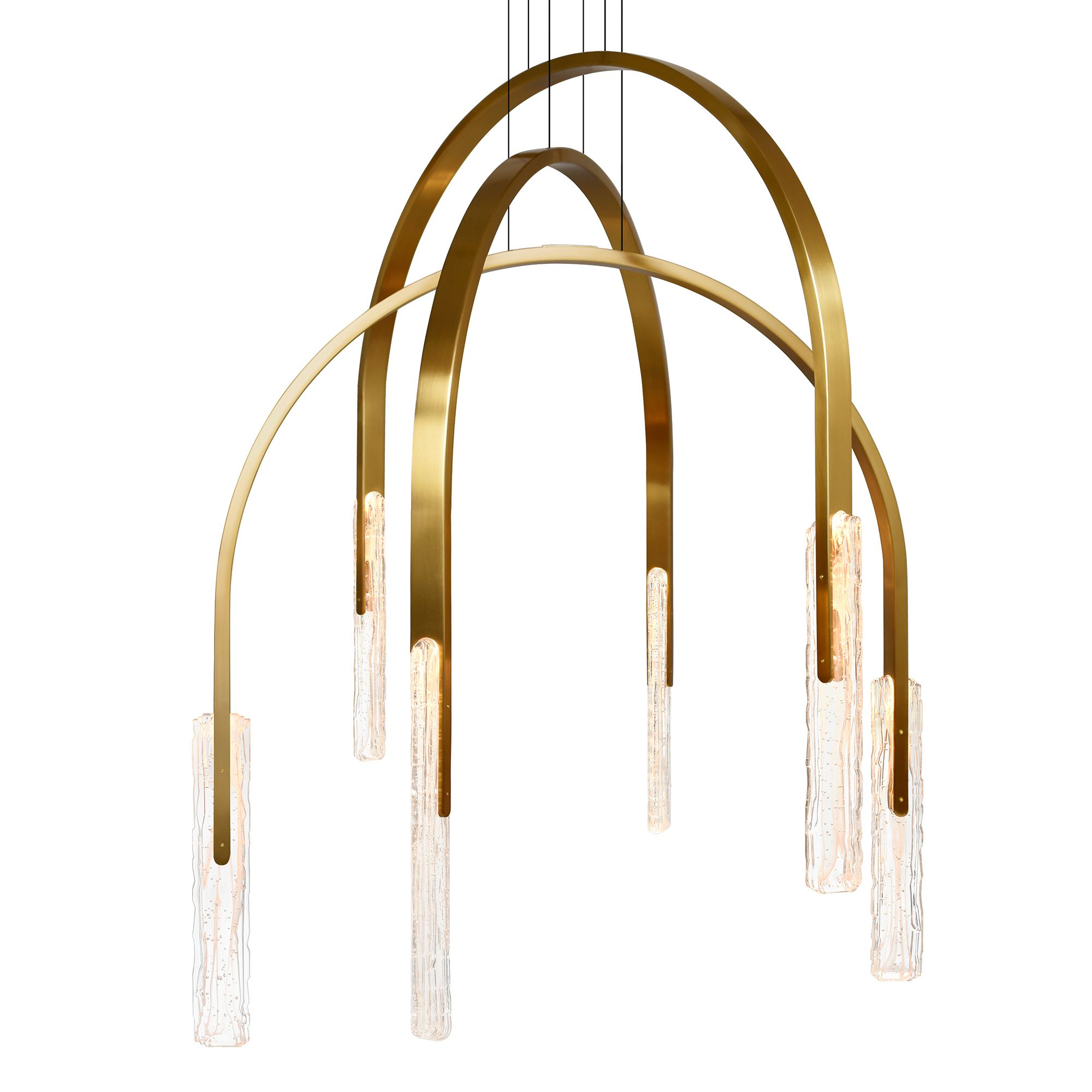 Image 2 Curva Integrated LED 38in Brass Chandelier with Handcrafted Glass more views