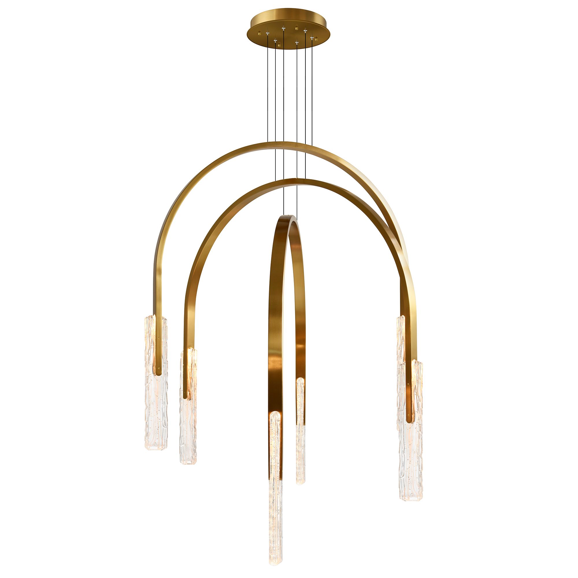 Image 3 Curva Integrated LED 38in Brass Chandelier with Handcrafted Glass more views