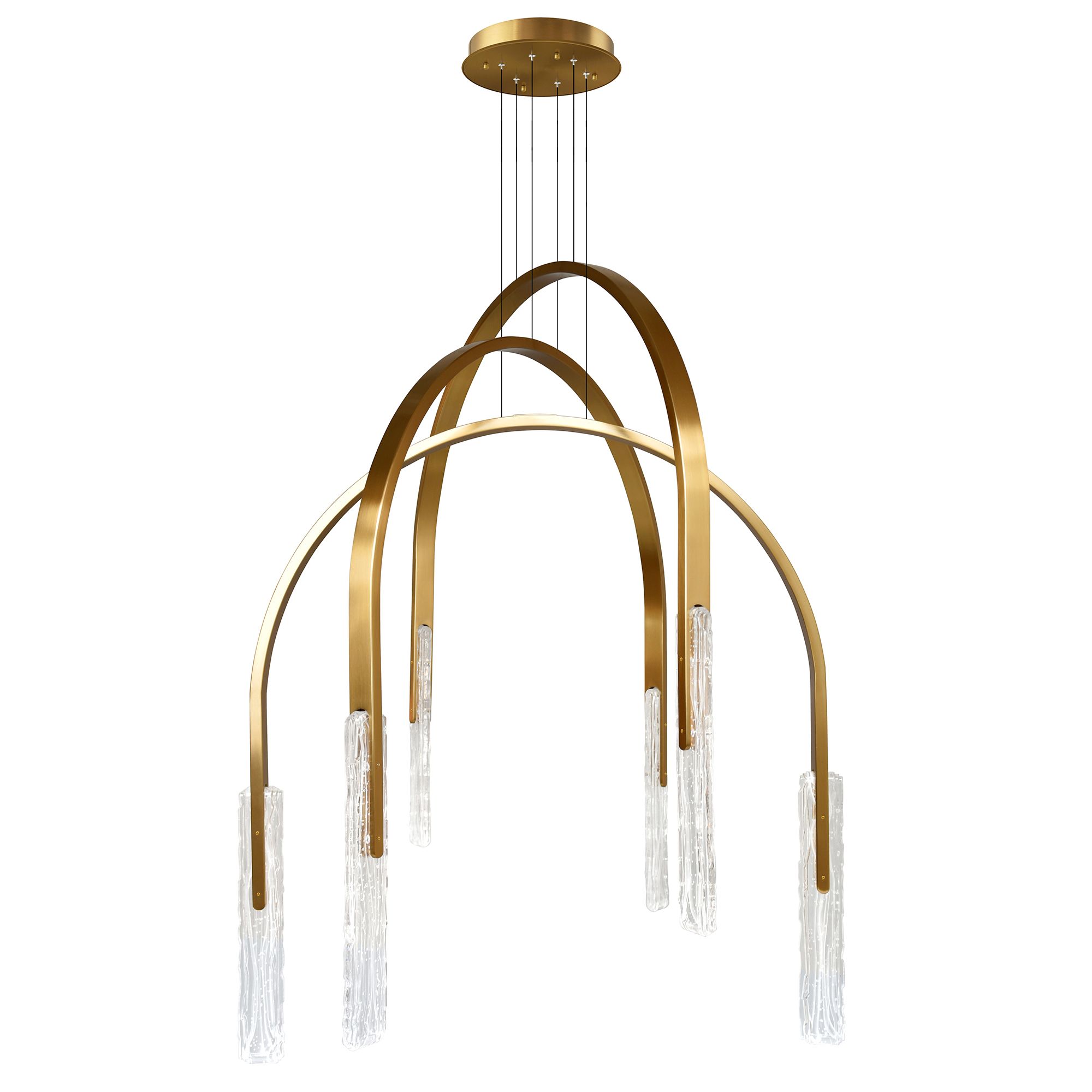 Image 4 Curva Integrated LED 38in Brass Chandelier with Handcrafted Glass more views