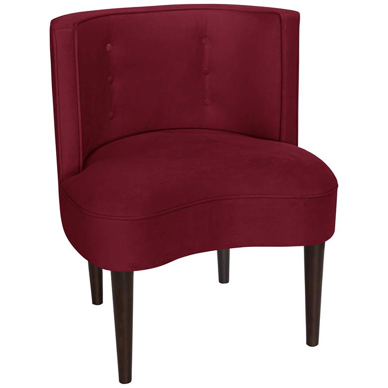 Image 1 Curve Ball Red Velvet Berry Fabric Armless Accent Chair