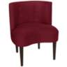 Curve Ball Red Velvet Berry Fabric Armless Accent Chair