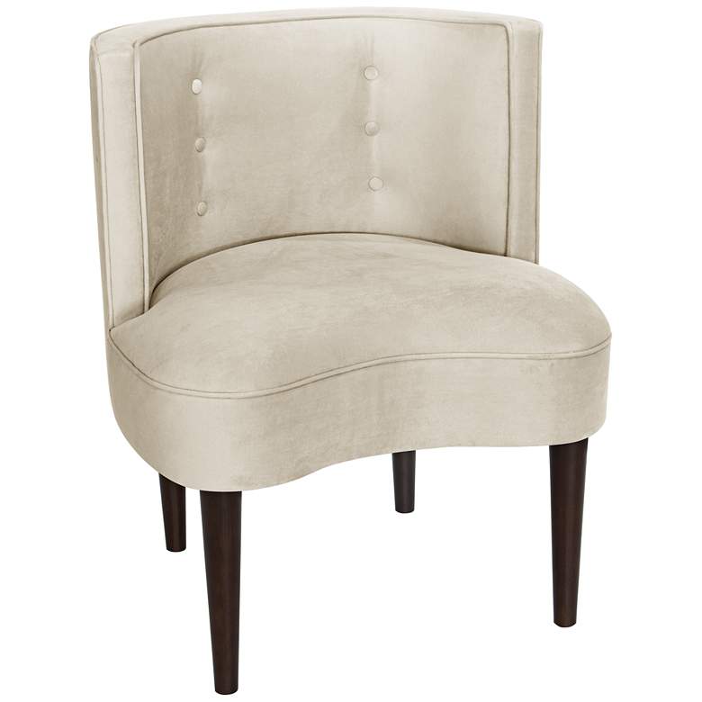Curve Ball Regal Antique White Fabric Armless Accent Chair