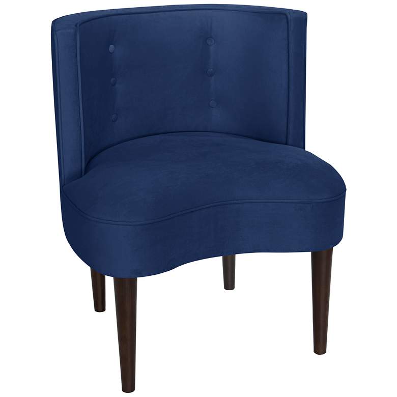 Image 1 Curve Ball Velvet Navy Blue Fabric Armless Accent Chair