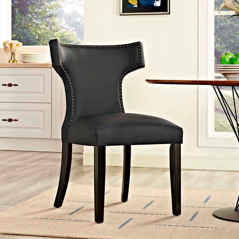 Image 1 Curve Black Vinyl Modern Dining Chair