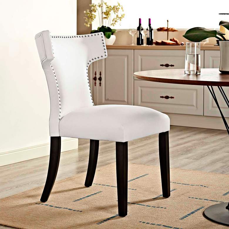 Image 1 Curve White Vinyl Dining Chair