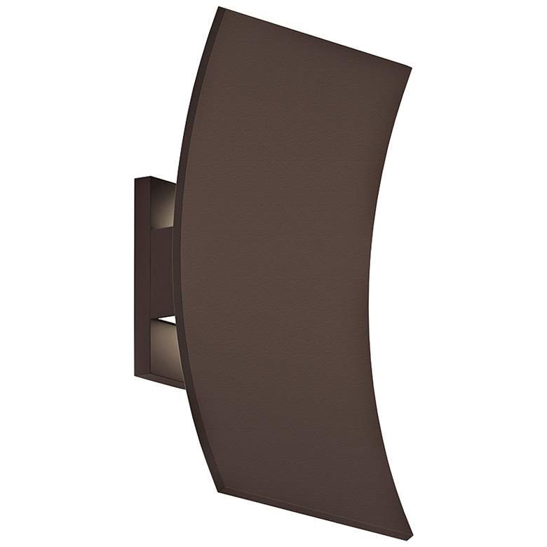 Image 1 Curved Shield 11"H Textured Bronze LED Outdoor Wall Light