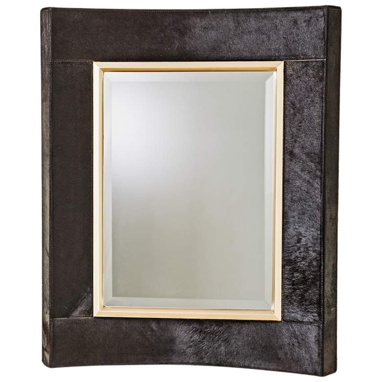 Image 1 Curved Short Black Hair-On-Hide 30" x 36" Wall Mirror