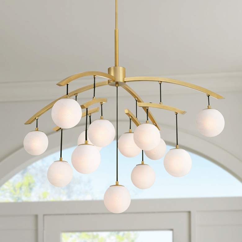 Image 1 Curven 42" Wide Legacy Brass 13-Light Chandelier