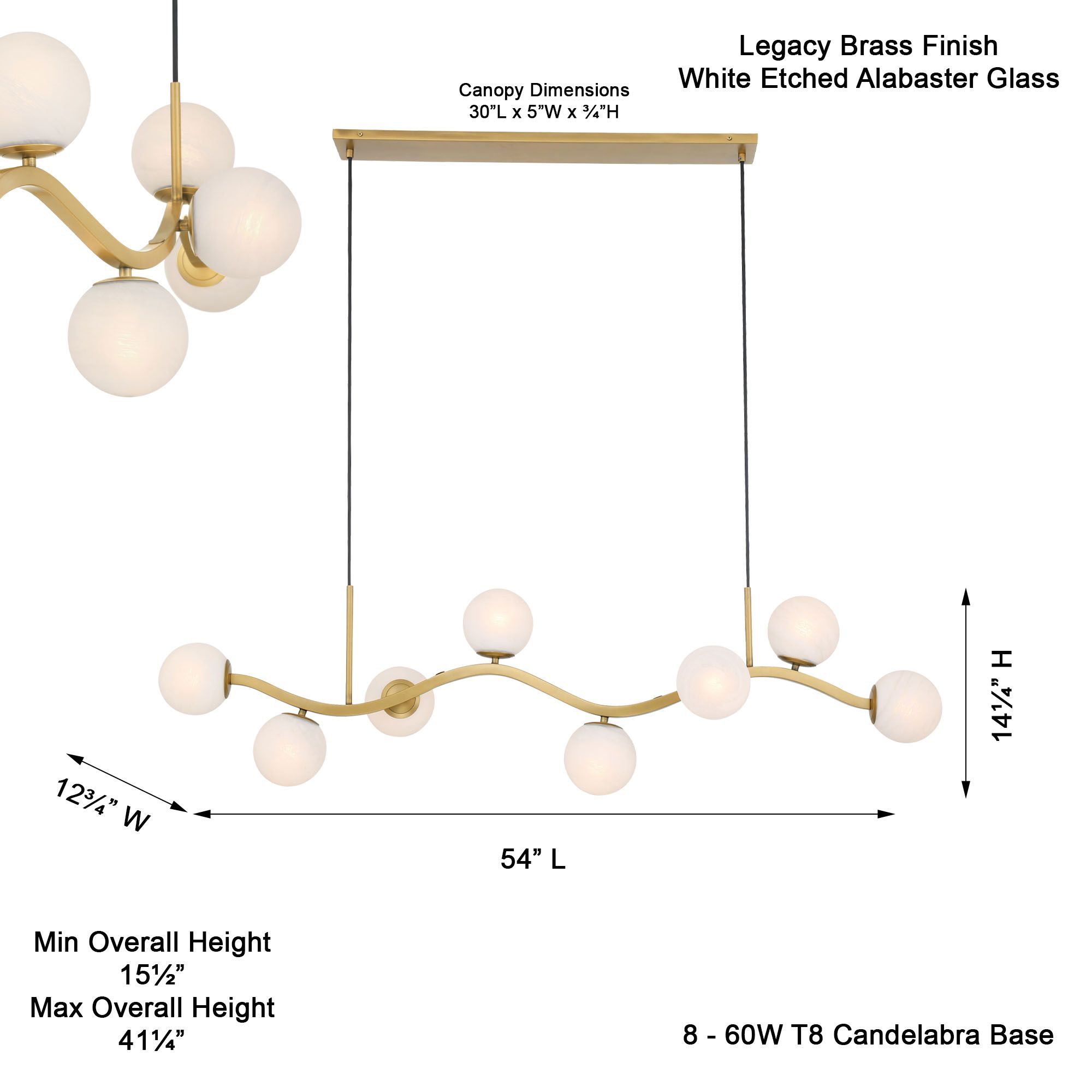 Image 7 Curven 54" Wide Legacy Brass 8-Light Island Chandelier more views