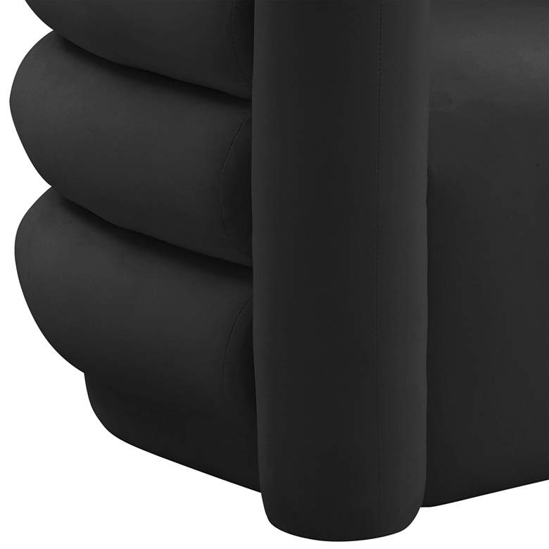 Image 6 Curves Black Velvet Channel-Tufted Lounge Chair more views