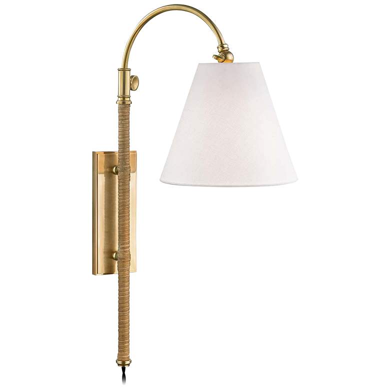 Image 1 Curves No.1 Aged Brass Adjustable Plug-In Wall Lamp