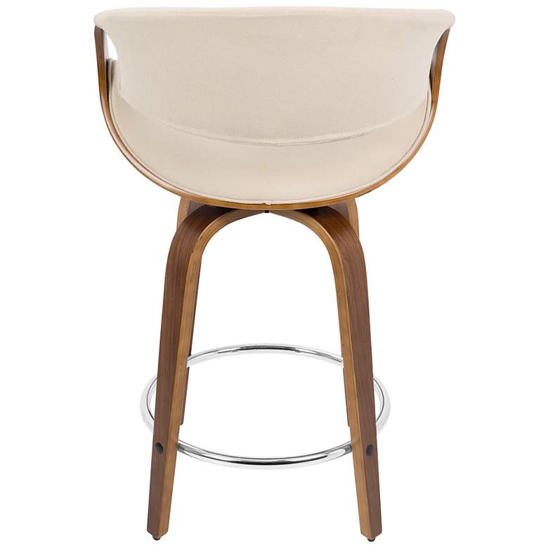 Image 6 Curvini Counter Stool in Walnut and Cream Fabric by LumiSource Pair more views