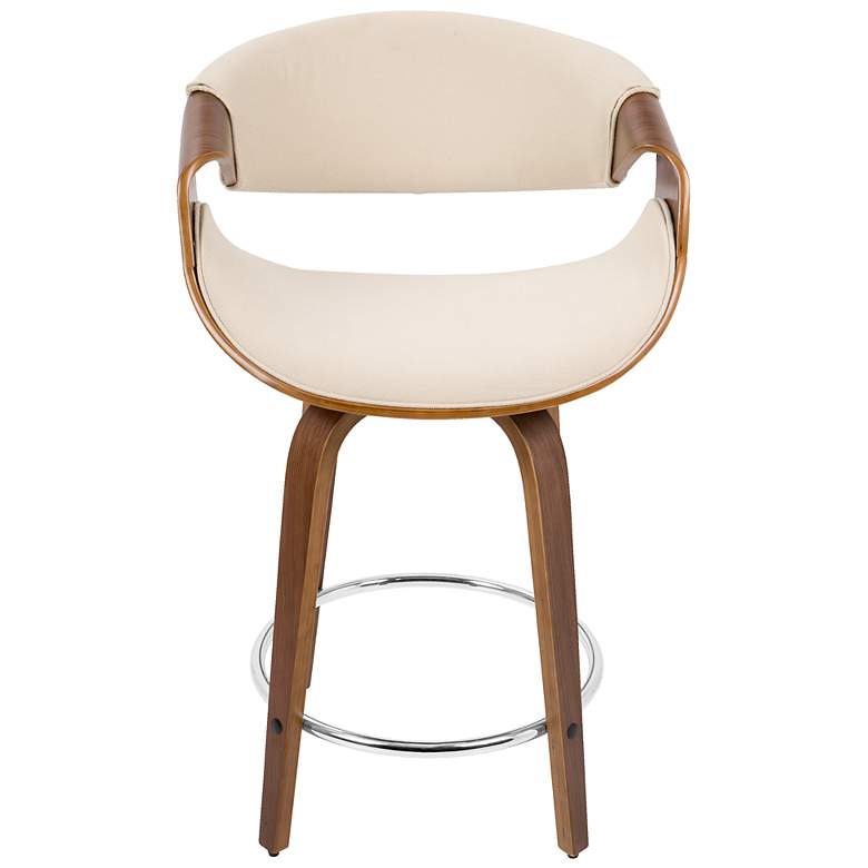 Image 7 Curvini Counter Stool in Walnut and Cream Fabric by LumiSource Pair more views