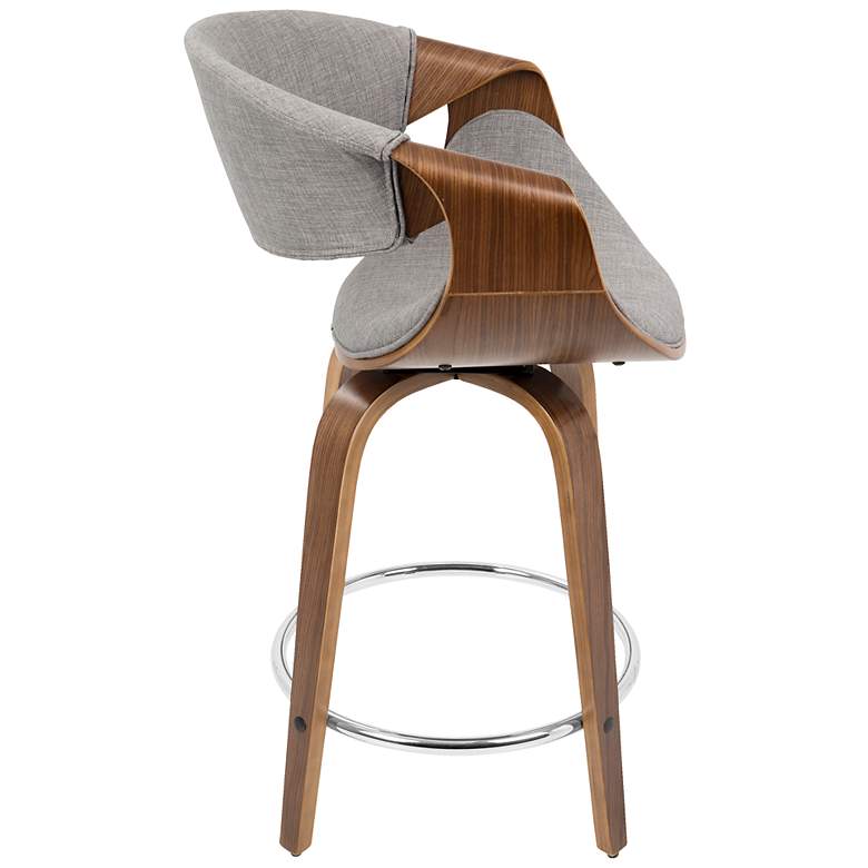 Image 3 Curvini Counter Stool in Walnut and Grey Fabric by LumiSource Pair more views