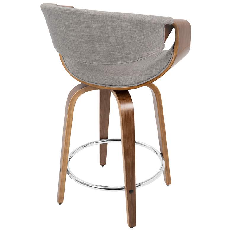 Image 4 Curvini Counter Stool in Walnut and Grey Fabric by LumiSource Pair more views