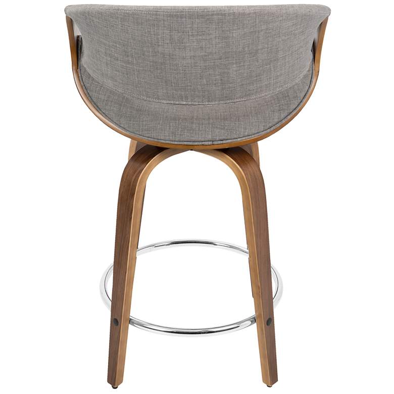Image 5 Curvini Counter Stool in Walnut and Grey Fabric by LumiSource Pair more views