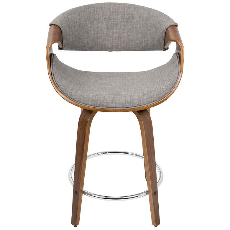 Image 6 Curvini Counter Stool in Walnut and Grey Fabric by LumiSource Pair more views