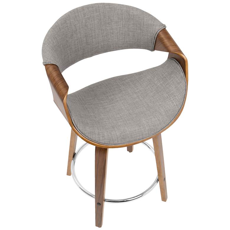 Image 7 Curvini Counter Stool in Walnut and Grey Fabric by LumiSource Pair more views