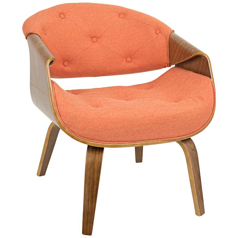Image 1 Curvo Orange Fabric Button-Tufted Accent Chair