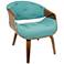 Curvo Teal Fabric Button-Tufted Accent Chair