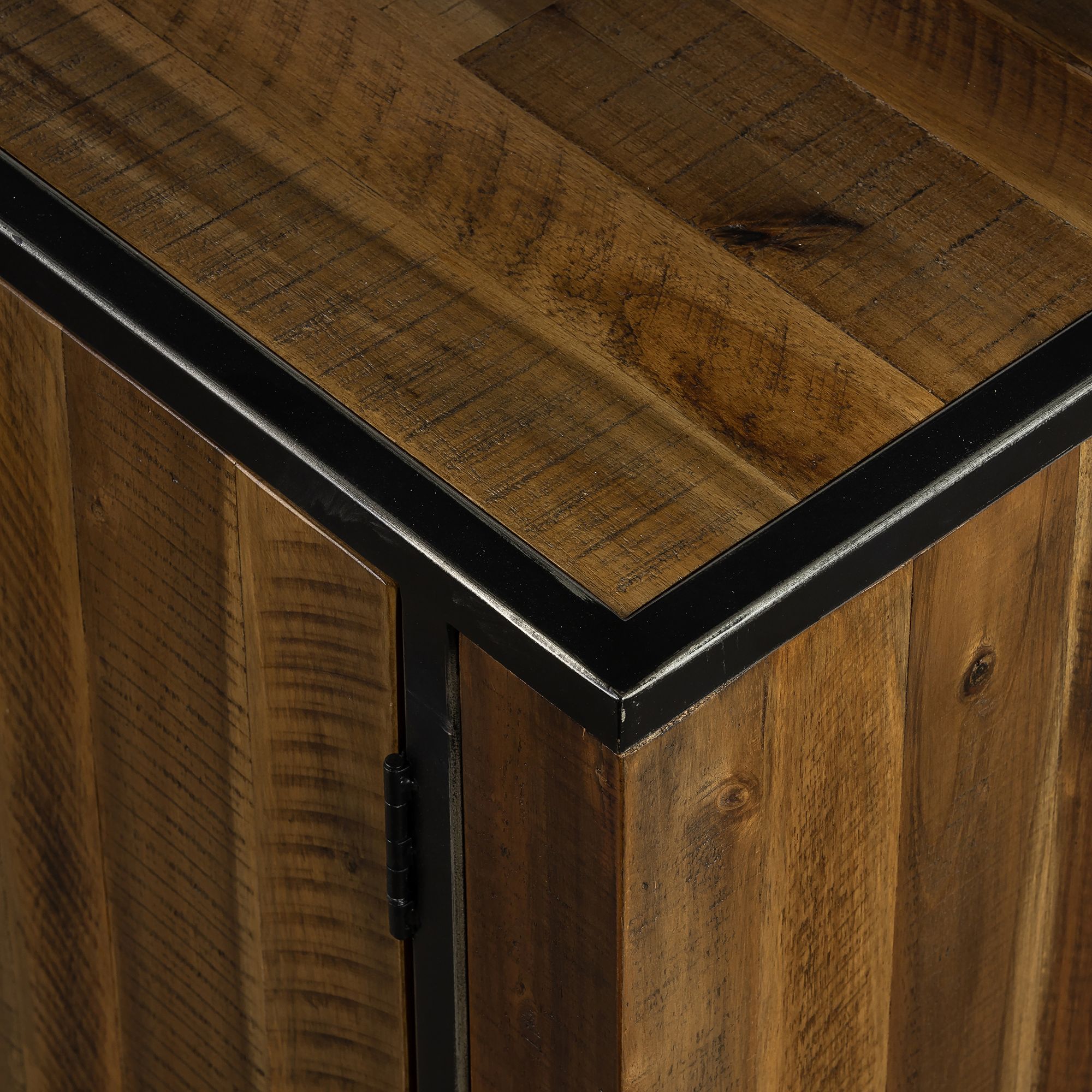 Cusco 57" Wide Rustic Antique Acacia Wood and Metal 3-Drawer Buffet