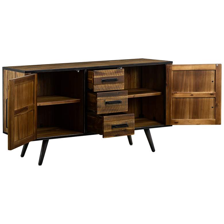 Image 5 Cusco 57" Wide Rustic Antique Acacia Wood and Metal 3-Drawer Buffet more views